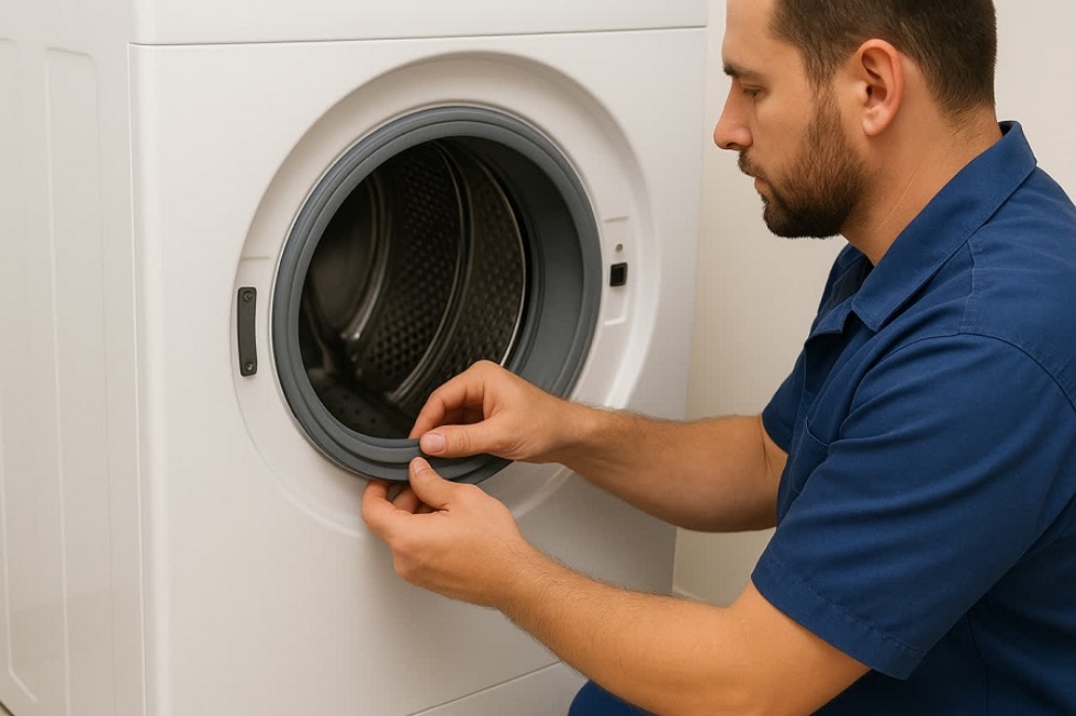 علت پارگی لاستیک دور درب لباسشویی و راهنمای کامل رفع نشتی (از تشخیص تا تعویض)