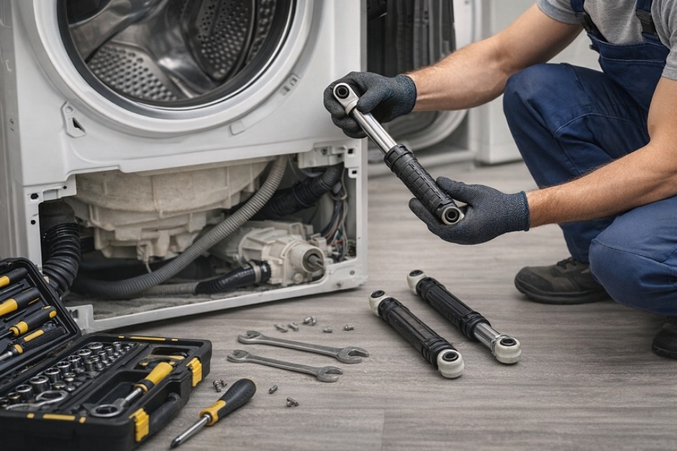 آموزش تعویض کمک فنر لباسشویی (راهنمای قدم به قدم و فنی)