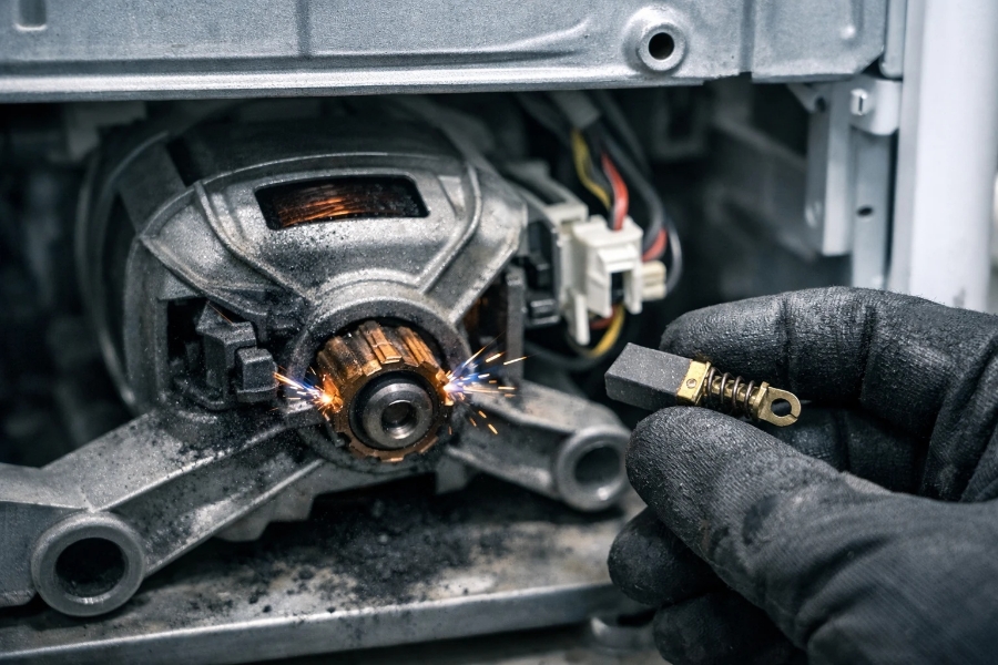 علائم خرابی زغال موتور لباسشویی (راهنمای ساده، دقیق و کاربردی)