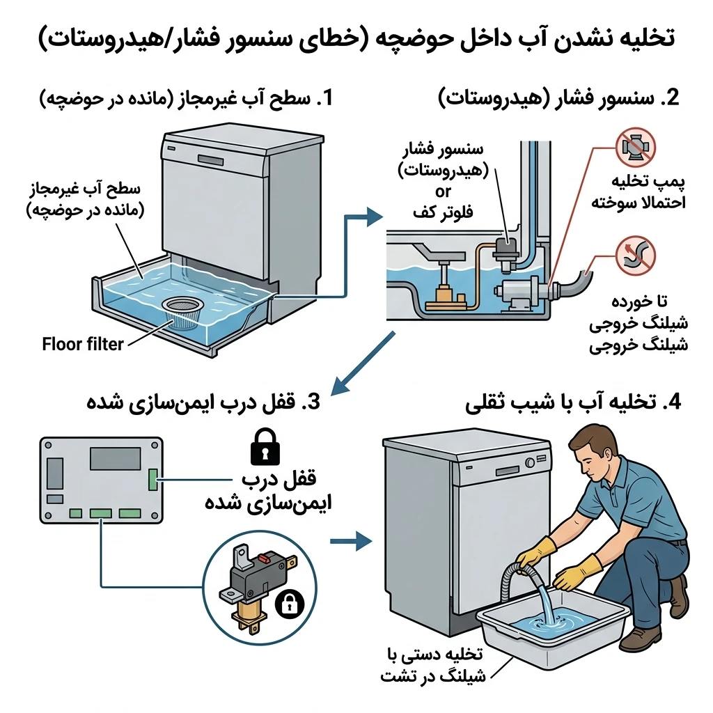 تخلیه آب و عیب‌یابی قفل ماندن درب