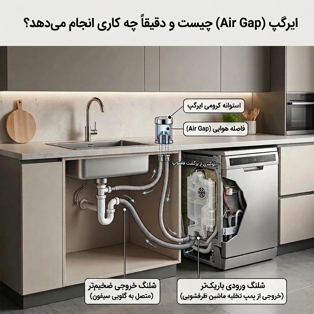 مکانیزم فیزیکی عملکرد ایرگپ روی سینک ظرفشویی